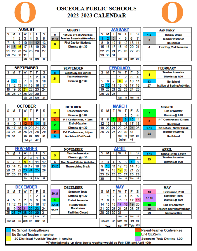 20222023 District Calendar Osceola Public Schools